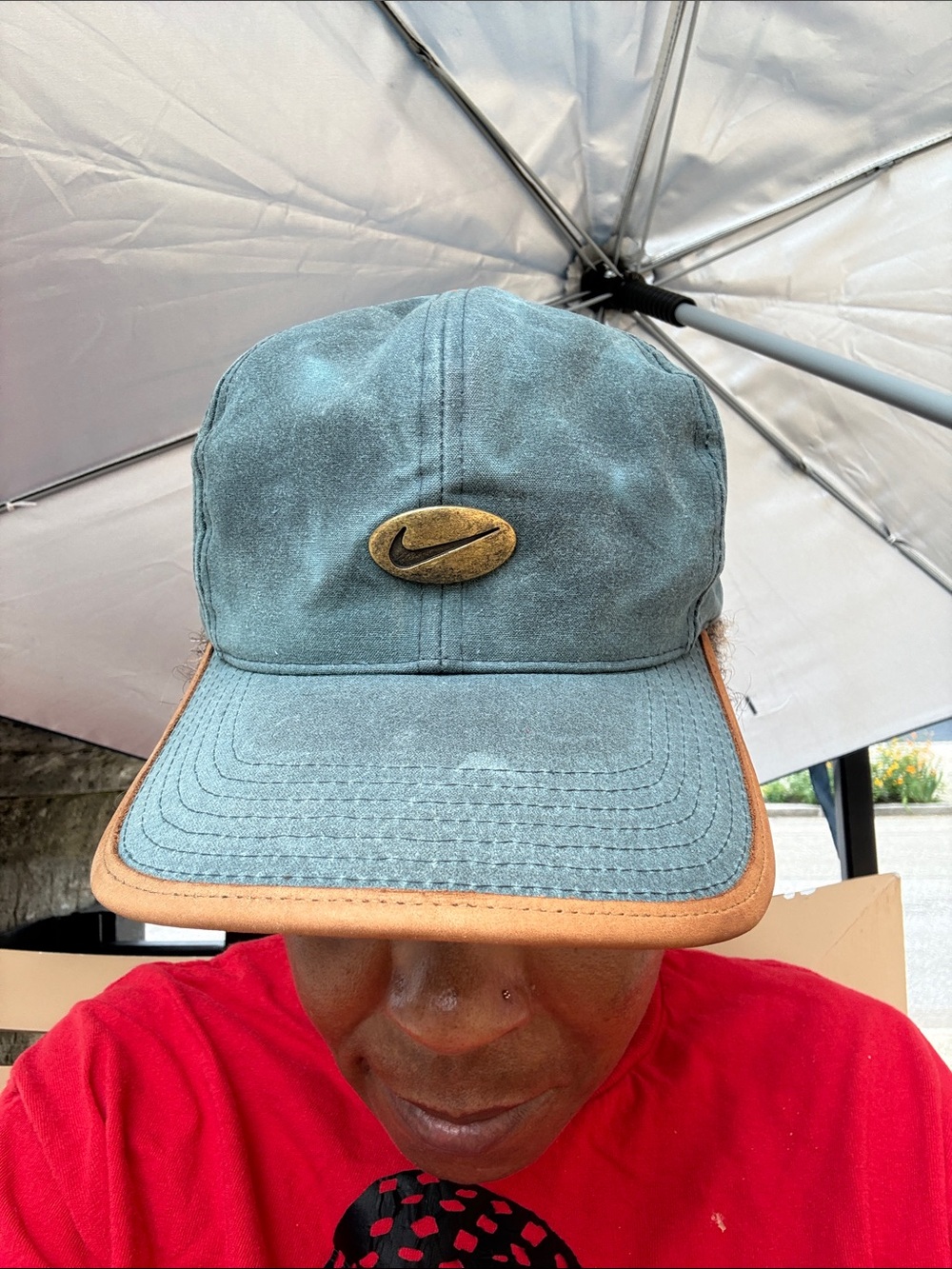 Vintage Nike Teal Golf Cap leather trim  Gold metal Swoosh